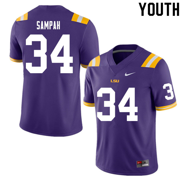 Youth #34 Antoine Sampah LSU Tigers College Football Jerseys Sale-Purple